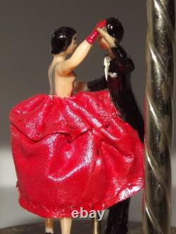 Vtg Reuge Dancing Couple Ballerina Automation Music Box With Lighter Tabletop
