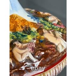 Vtg Reuge Italian Capodimonte Style Cherub Carousel Music Box Hand Painted