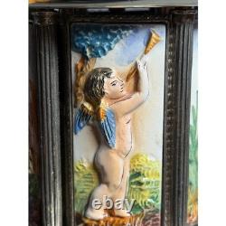 Vtg Reuge Italian Capodimonte Style Cherub Carousel Music Box Hand Painted