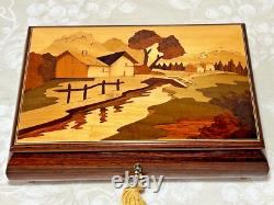 Vtg Reuge Marquetry Music/Jewelry Box Edelweiss Song from the Sound of Music