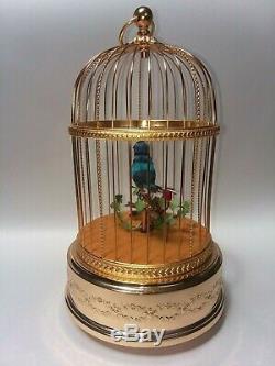 Vtg Reuge Singing Bird In Cage Automaton Music Box Clock Near Mint! As Found