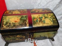 Vtg Reuge Swiss 4 Song Cylinder 50 Notes Victorian Panel Wood Music Jewelry Box