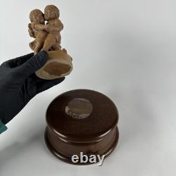 Vtg Reuge Swiss Wooden Music Box Hand Carved Dancing Boy & Girl-Plays Edelweiss