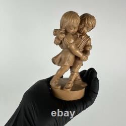 Vtg Reuge Swiss Wooden Music Box Hand Carved Dancing Boy & Girl-Plays Edelweiss