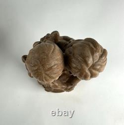 Vtg Reuge Swiss Wooden Music Box Hand Carved Dancing Boy & Girl-Plays Edelweiss