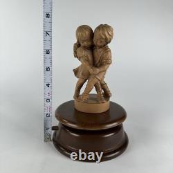 Vtg Reuge Swiss Wooden Music Box Hand Carved Dancing Boy & Girl-Plays Edelweiss