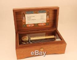 Vtg Reuge Wood Inlay Marquetry Bird Motif Swiss Music Box 4 Song 50 Notes Ch4/50