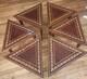 Vtg Set Of 6 Triangle Mahogany Coffee Table WithReuge music Box Italy