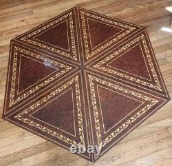 Vtg Set Of 6 Triangle Mahogany Coffee Table WithReuge music Box Italy