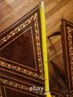 Vtg Set Of 6 Triangle Mahogany Coffee Table WithReuge music Box Italy