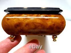 Vtg Sorrento Italy Reuge Musical Jewelry Box Inlaid Wood Dragonfly Floral Design