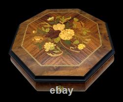 Vtg Sorrento Reuge Musical Jewelry Box Marquetry Wooden Inlay Works Evergreen