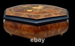 Vtg Sorrento Reuge Musical Jewelry Box Marquetry Wooden Inlay Works Evergreen