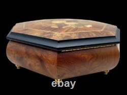 Vtg Sorrento Reuge Musical Jewelry Box Marquetry Wooden Inlay Works Evergreen