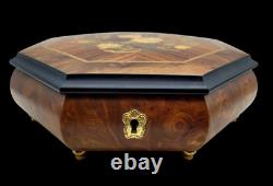 Vtg Sorrento Reuge Musical Jewelry Box Marquetry Wooden Inlay Works Evergreen