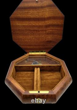 Vtg Sorrento Reuge Musical Jewelry Box Marquetry Wooden Inlay Works Evergreen