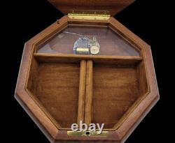Vtg Sorrento Reuge Musical Jewelry Box Marquetry Wooden Inlay Works Evergreen