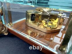 Vtg Swiss Reuge Crystal Clear Glass Music Box Dolphin Legs Beveled Switzerland