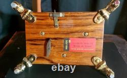 Vtg Swiss Reuge Crystal Clear Glass Music Box Dolphin Legs Beveled Switzerland