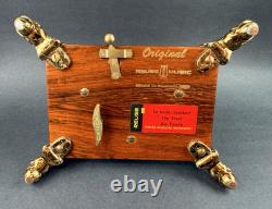 Vtg Swiss Reuge Crystal Clear Glass Music Box Dolphin Legs Beveled Switzerland