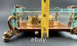 Vtg Swiss Reuge Crystal Clear Glass Music Box Dolphin Legs Beveled Switzerland
