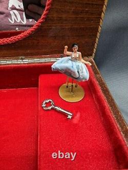 Vtg Swiss Reuge Dancing Ballerina Musical mirror locking Jewelry Box Automaton
