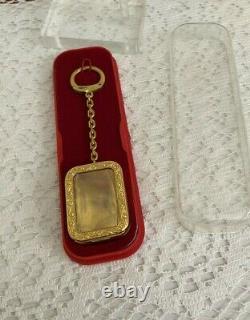Vtg Swiss Reuge Picture Frame Goldfield Music Box Key Chain Rare Brass movement