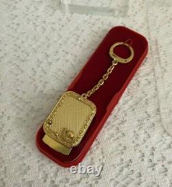 Vtg Swiss Reuge Picture Frame Goldfield Music Box Key Chain Rare Brass movement
