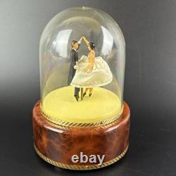 Vtg Swiss Reuge Waltz Dancing Spinning Wedding Couple Dome Music Box WORKS