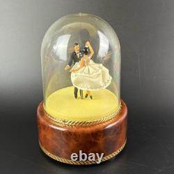 Vtg Swiss Reuge Waltz Dancing Spinning Wedding Couple Dome Music Box WORKS