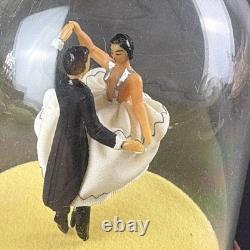 Vtg Swiss Reuge Waltz Dancing Spinning Wedding Couple Dome Music Box WORKS