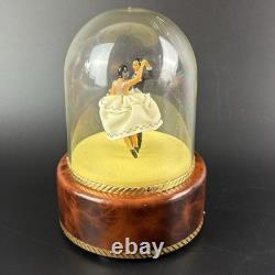 Vtg Swiss Reuge Waltz Dancing Spinning Wedding Couple Dome Music Box WORKS