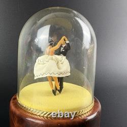 Vtg Swiss Reuge Waltz Dancing Spinning Wedding Couple Dome Music Box WORKS