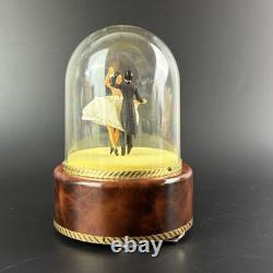 Vtg Swiss Reuge Waltz Dancing Spinning Wedding Couple Dome Music Box WORKS