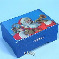 Vtg Swiss Wood Carved MUSIC BOX SILENT NIGHT Santa Horn Toys Reuge Brienz