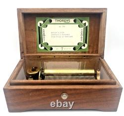 Vtg. Thorens Pre Reuge Wooden Music Box 50 Key 3 Songs AL350 Switzerland Works