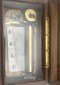 Vtg. Thorens Pre Reuge Wooden Music Box 50 Key 3 Songs AL350 Switzerland Works