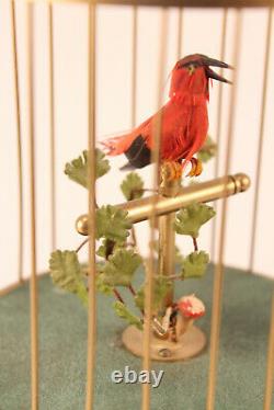 Vtg West German Singing Bird Automation Brass Cage Reuge Animated Music Box