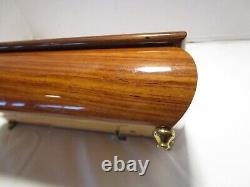 Wood inlay Reuge Music Box & Key Plays Memory 10.75w Stash Jewelry Italy 1960s