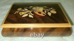 Wooden Jewelry/Music Box Inlaid with Musical Instruments made in Italy New